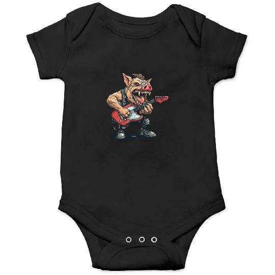 Punk Rock Guitar Pig Onesies