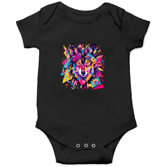 Majestic Pop Art Alpha Wolf - Vibrant Cool Onesies