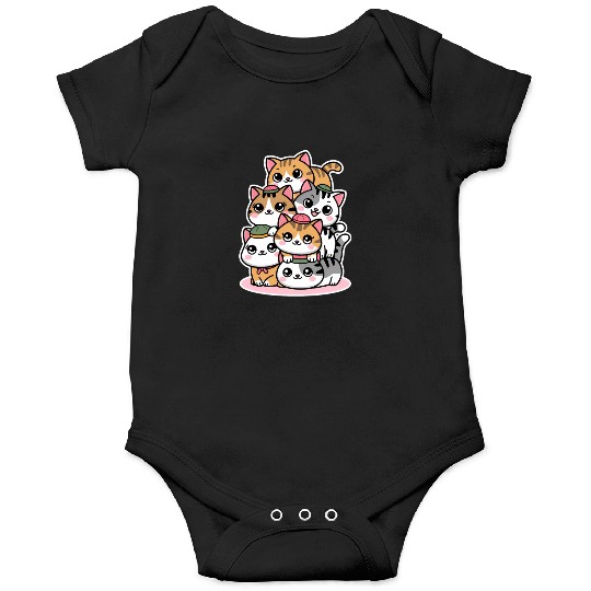 Pile Of Kitty Cats Funny Cute Cat Lover Kawaii Onesies