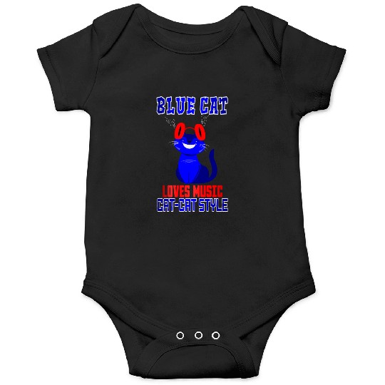 BLUE CAT LOVES MUSIC Onesies