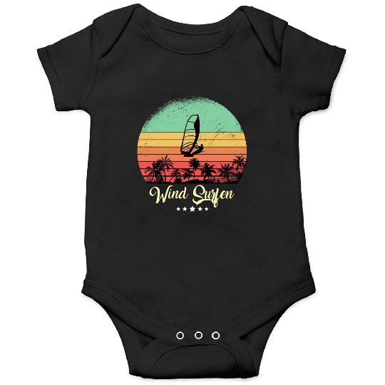 Wind Surfing Vintage Retro Sunset Sport Onesies