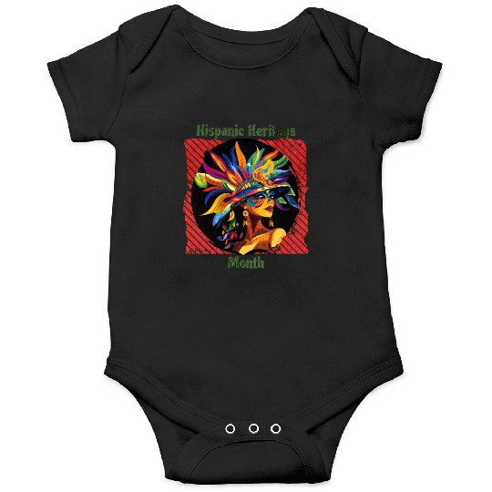 Elegant Hispanic Heritage Month Feathered Mask Onesies