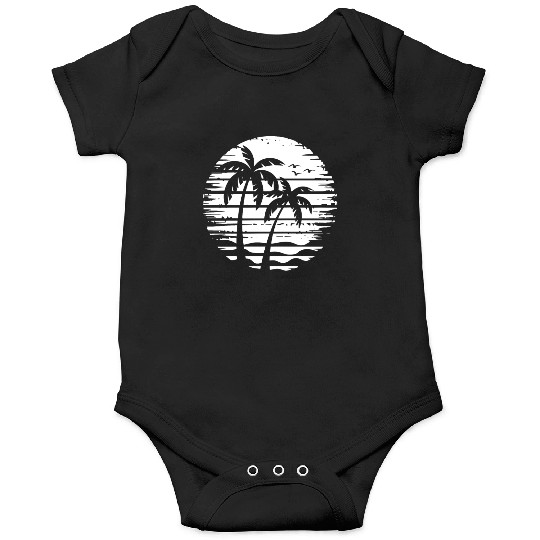 Vintage Palm Tree Beach Sunset Tropical Retro Onesies