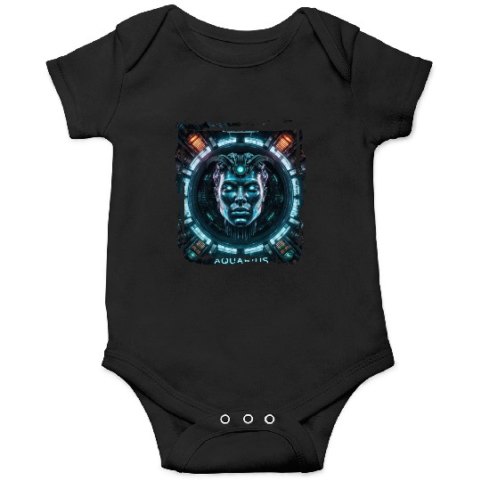 Zodiac sign Aquarius in cyberpunk era Future Onesies