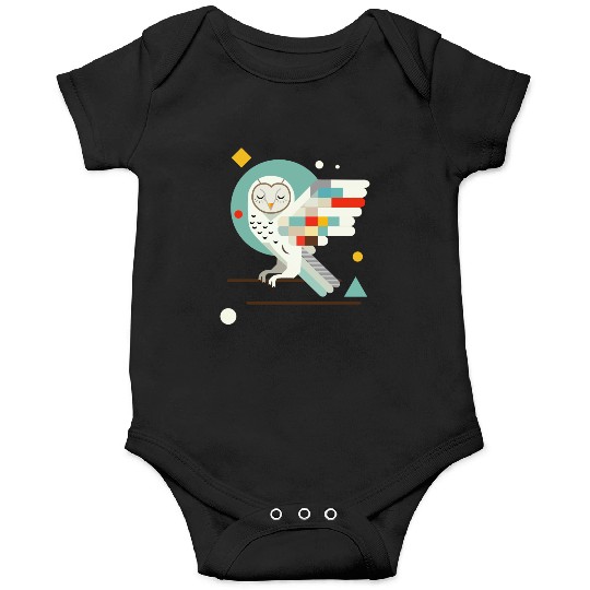 Geometric Owl -Modern Colorful Animal Illustration Onesies