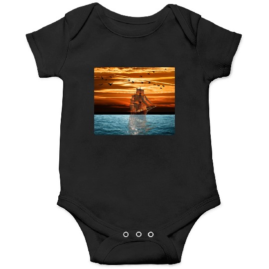 Pirate ship on sea Onesies