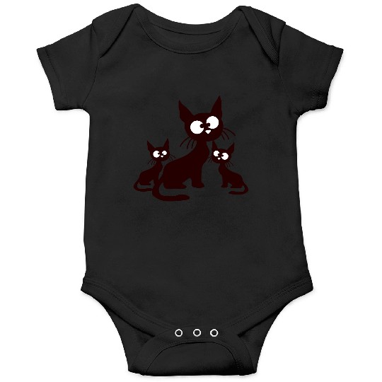Crazy Cats Family Mom Dad 2 Small Cute Kids Babies Onesies