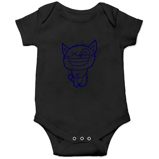 Crazy Cat Weird Funny Eyes Cool Grimace Cartoon Onesies