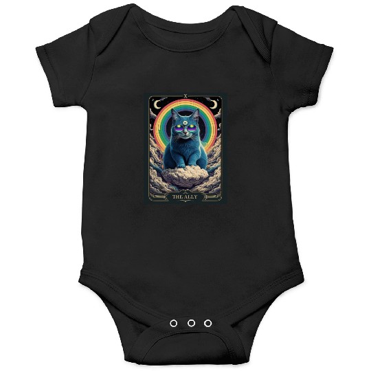 tarot card the alley blue cat rainbow sunglasses Onesies
