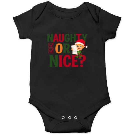 Naughty or Nice Elf Checklist Christmas Fun Onesies