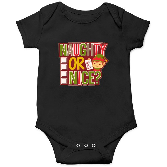 Playful Elf Naughty or Nice Holiday Fun Onesies