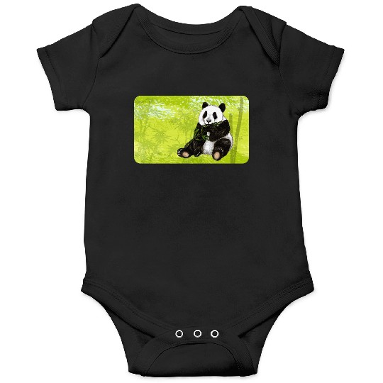 Cute panda bear with bamboo - design for kids Onesies