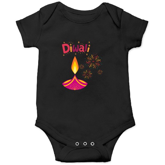Diwali Design with Lamp & Festive Fireworks Onesies