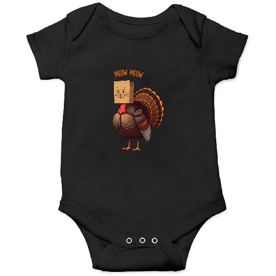 Turkey Funny Fake Cat Meow Thanksgiving Onesies
