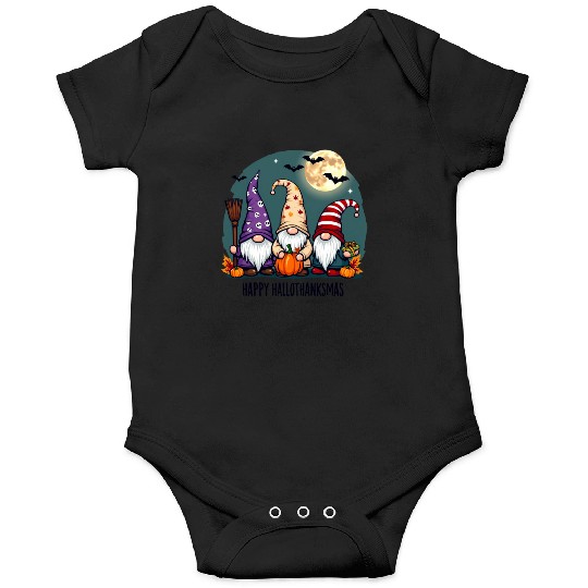 Happy Hallothanksmas Gnomes Celebration with Bats Onesies