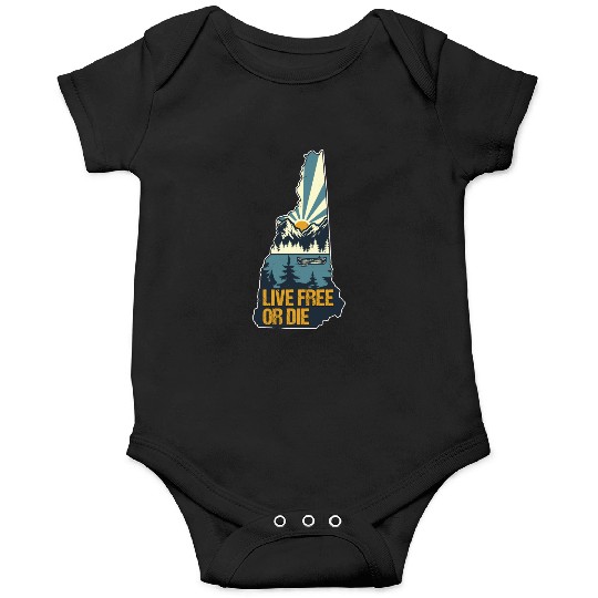 Live Free or Die Retro New Hampshire Nature Onesies