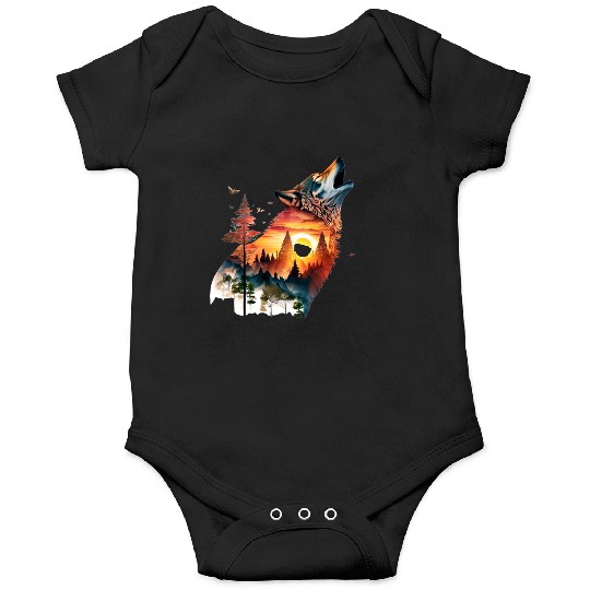 Vintage Wolf Moon Graphic Onesies – Retro 90s