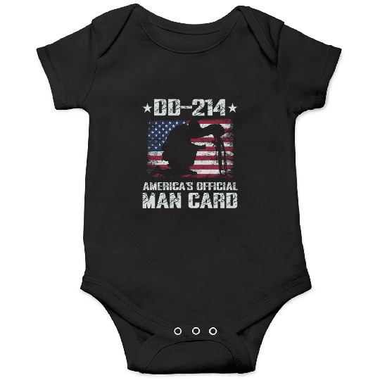 DD-214 America's Official Man Card Veteran Pride Onesies