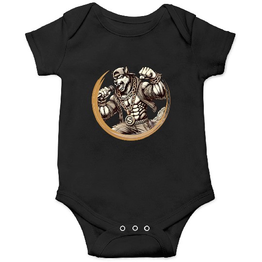 Wolf in Rapper Look-Strong Street Style Aesthetics Onesies