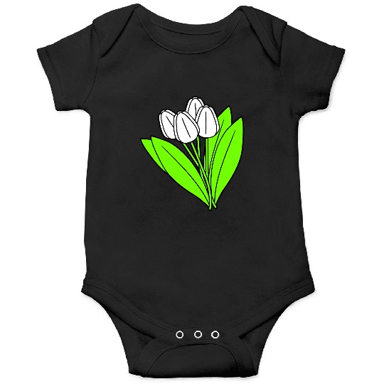 White Tulips Bouquet Spring Summer Beauty Flowers Onesies
