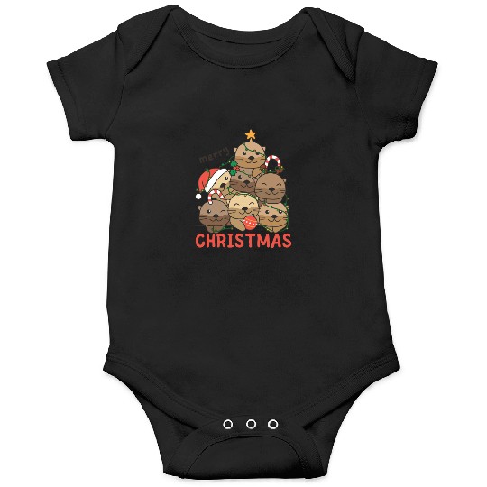 Otter Christmas Tree Merry Christmas Onesies