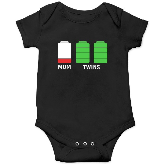 Funny Birthday Mama Twin Mom Low Battery Onesies