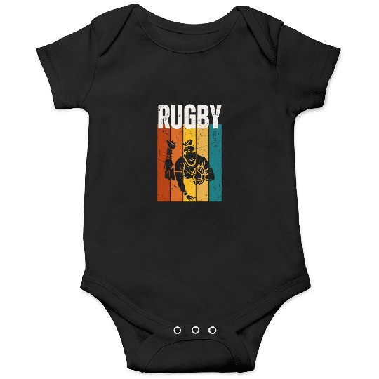 Rugby Player Vintage Retro 70s Design Rugby Onesies