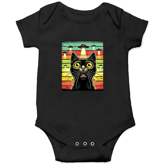 Fun Cat sunset Galaxy Cat Spaceship Alien Cat UFOs Onesies