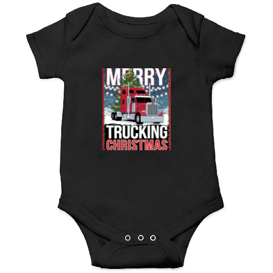 Merry Trucking Christmas Festive Semi-Truck Card Onesies