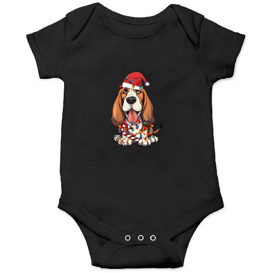 Basset Hound Santa Christmas Lights Dog Lover Onesies