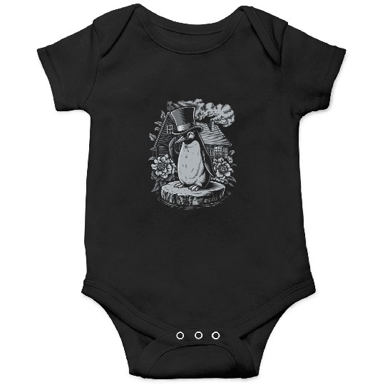 Dark Cottagecore Penguin in Top Hat by House Onesies