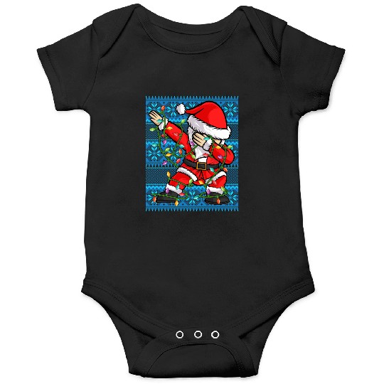 Dabbing Santa Christmas Lights Onesies