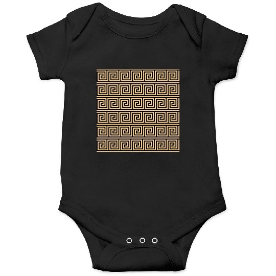 Greek Meander Key Squares Pattern Brown Onesies