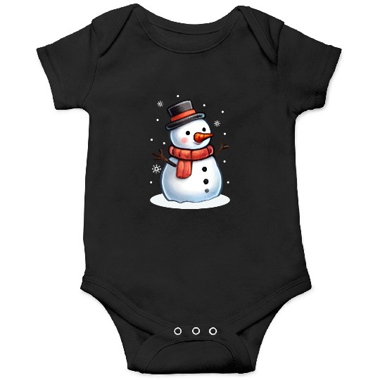 Happy snowman with red scarf and top hat Onesies