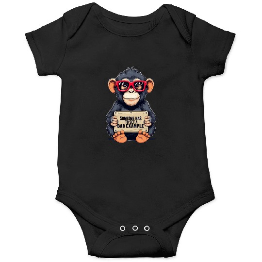 Playful Chimpanzee with Sunglasses and Humorous Onesies