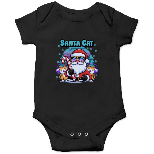 Retro Santa Cartoon - Cool Cats & Candy Cane Vibes Onesies