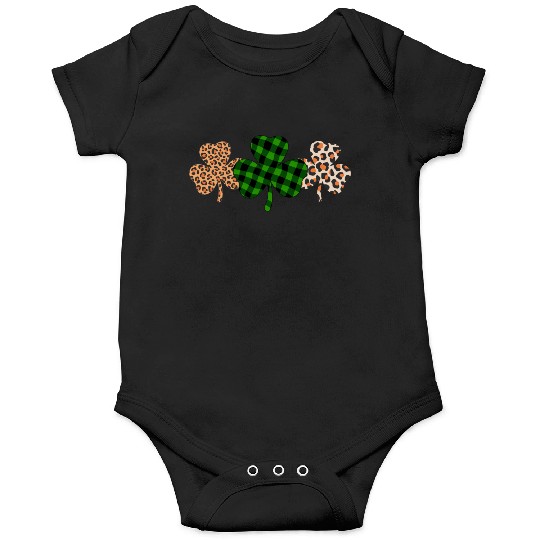 St Patricks Day Lucky Irish Green Plaid Shamrock Onesies