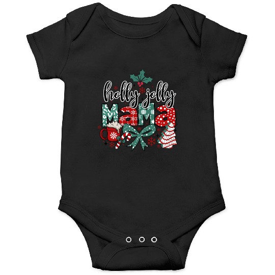 Holly Jolly Mama Coquette Bow Christmas Onesies