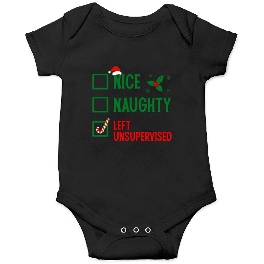 Left Unsupervised Christmas Checklist Onesies