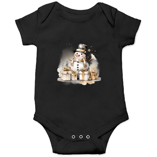 Black Gold Snowman, Merry Christmas Onesies