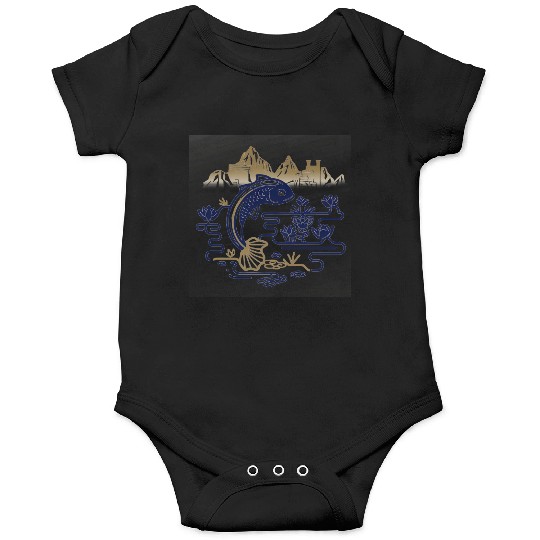 fantasy carp-bird hybrid swimming in a lotus pond Onesies