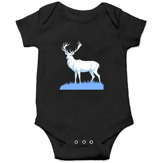 White Stag Deer Standing In Grass Onesies