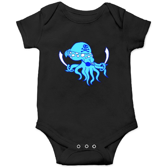 Evil Octopus Pirate Cool Cephalopod Squid Cartoon Onesies