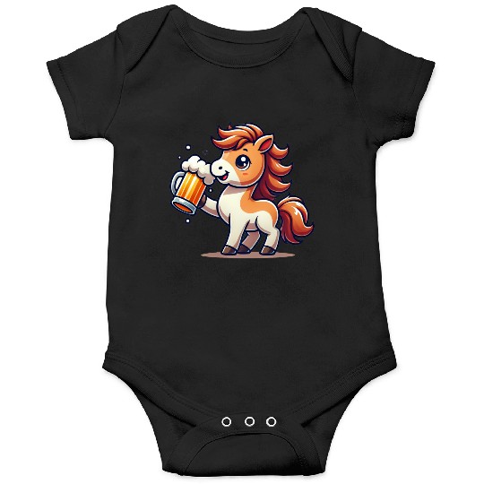 Cute Pony Drinking Beer 3 Onesies