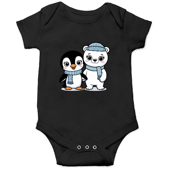 Happy Penguin and Polar Bear Best Friends Onesies