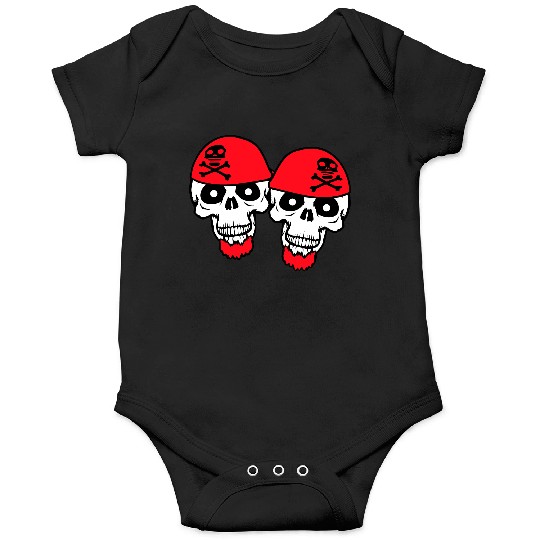 2 Pirate Skull Skeleton Halloween Two Friends Team Onesies