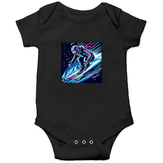 Neon Night Skiing Adventure Design Onesies