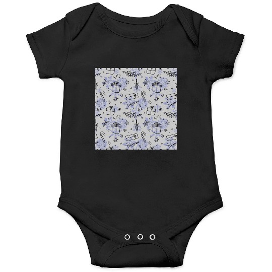 Elegant Blue Christmas Pattern Onesies