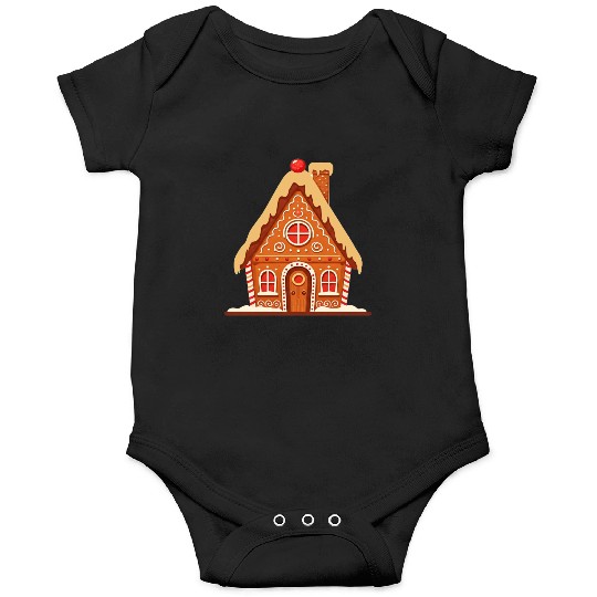 Festive Gingerbread House Print Onesies