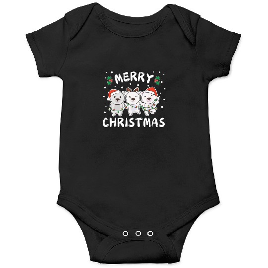 Merry Christmas Cute Polar Bear Festive Lights Onesies